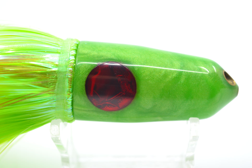 Tanigawa Lures Lime Green Pearl 2-Hole Bullet 7" 6oz Strobez Flashabou