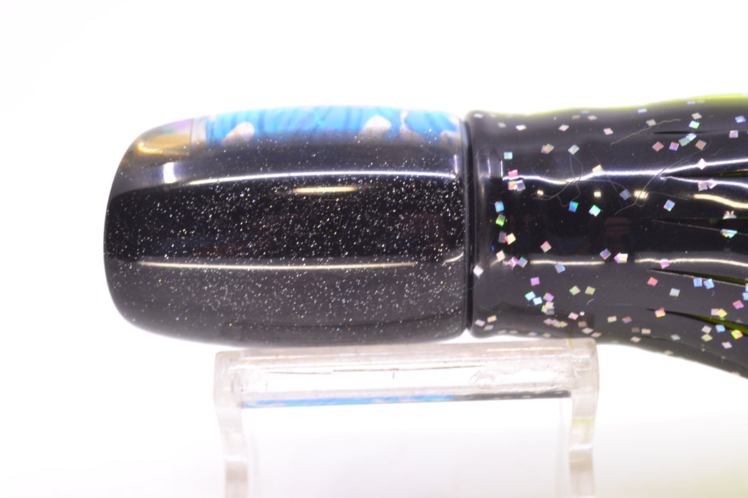 Coggin Lures Ice Rainbow Dichro Black Back Jetted Sugar Bear Slant 9" 4.7oz Skirted