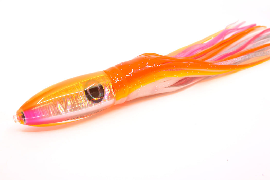 Moyes Lures Silver Aurora Orange Back Keeled Medium Ono Bullet 9" 8.7oz Skirted