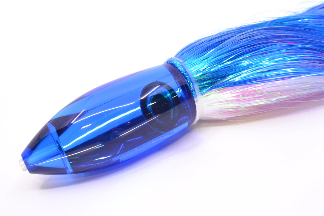 Moyes Lures Blue Mirrored Large Ono Bullet 14" 12oz Strobez Blue-White/Pink