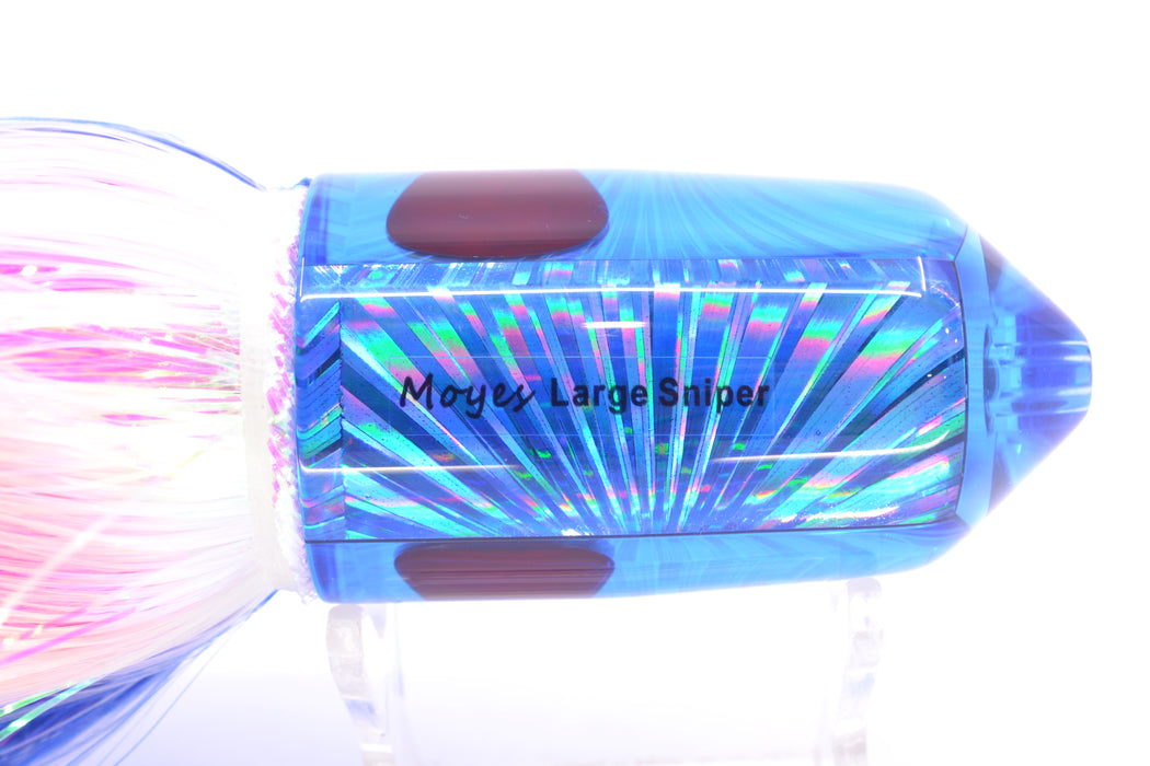 Moyes Lures Blue Rainbow Starburst Red Eyes 2-Hole Large Sniper Jet 12" 12oz EZ Flash