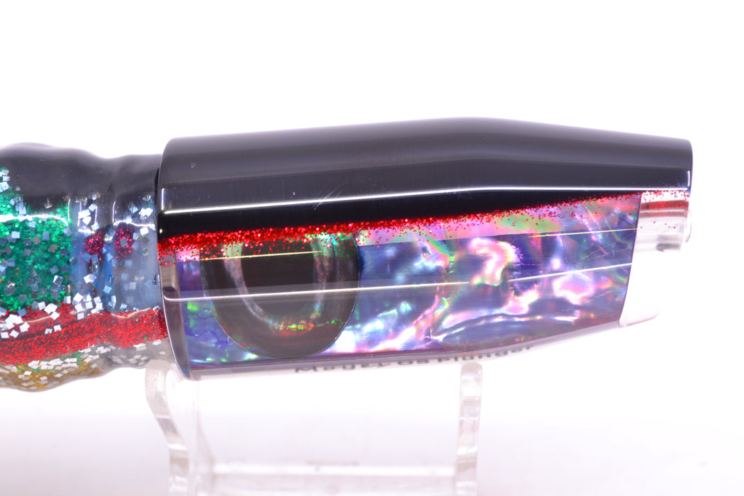 Moyes Lures Rainbow MOP Black-Red Back Taxi Eyes O.S. Plunger 12" 7oz Skirted Evil GZE