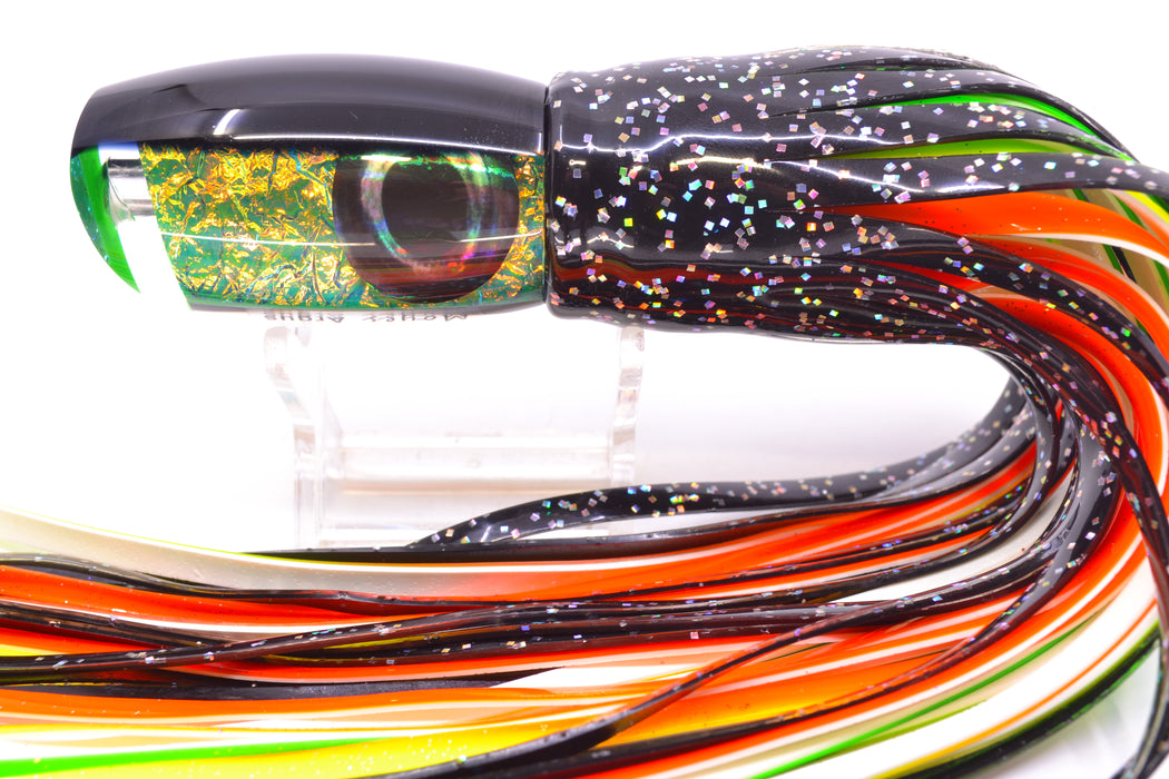 Moyes Lures Green-Orange Dichro Black Back Medium Argus 12" 6.5oz Skirted Black