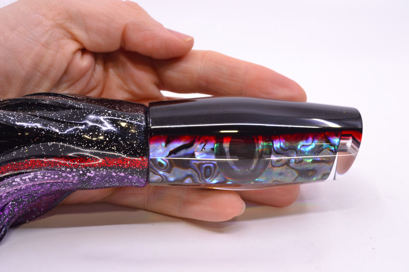 Moyes Lures Paua Shell Black-Red Back Medium Dark-N-Stormy 12" 8.5oz Skirted