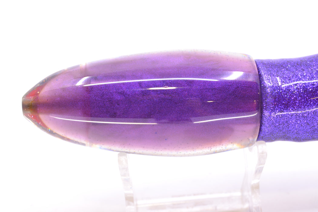 Bomboy Lures Lavender MOP Purple Back Rainbow Eyes Big Bomb 9"+ 7oz Skirted Purple-Silver