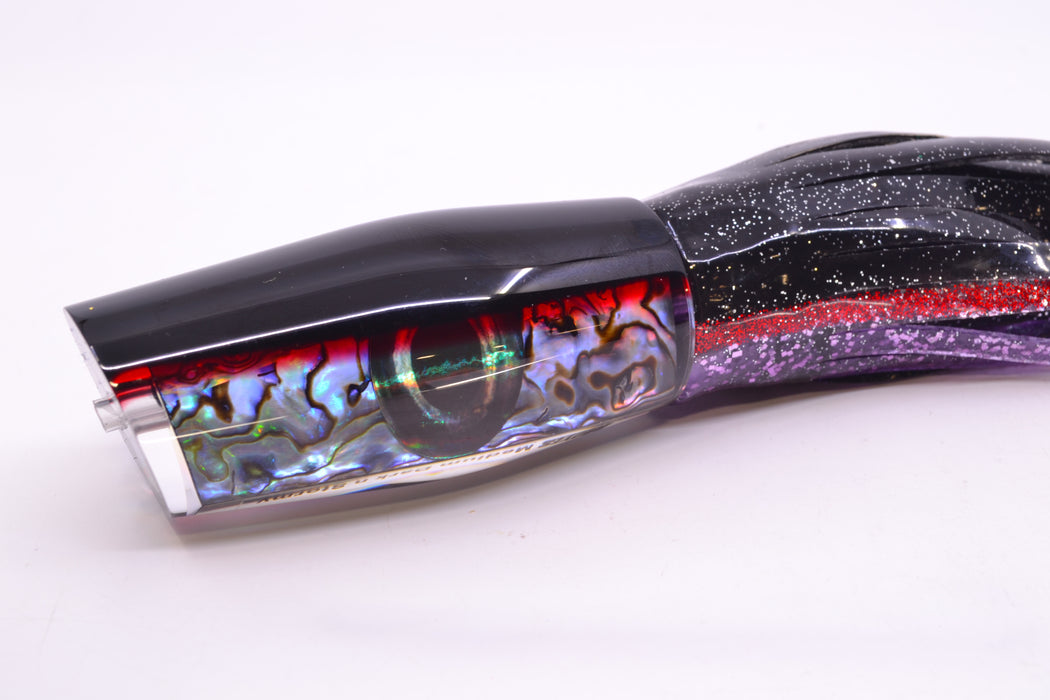 Moyes Lures Paua Shell Black-Red Back Medium Dark-N-Stormy 12" 8.5oz Skirted