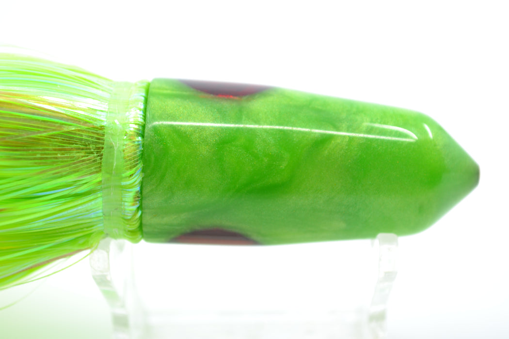 Tanigawa Lures Lime Green Pearl 2-Hole Bullet 7" 6oz Strobez Flashabou