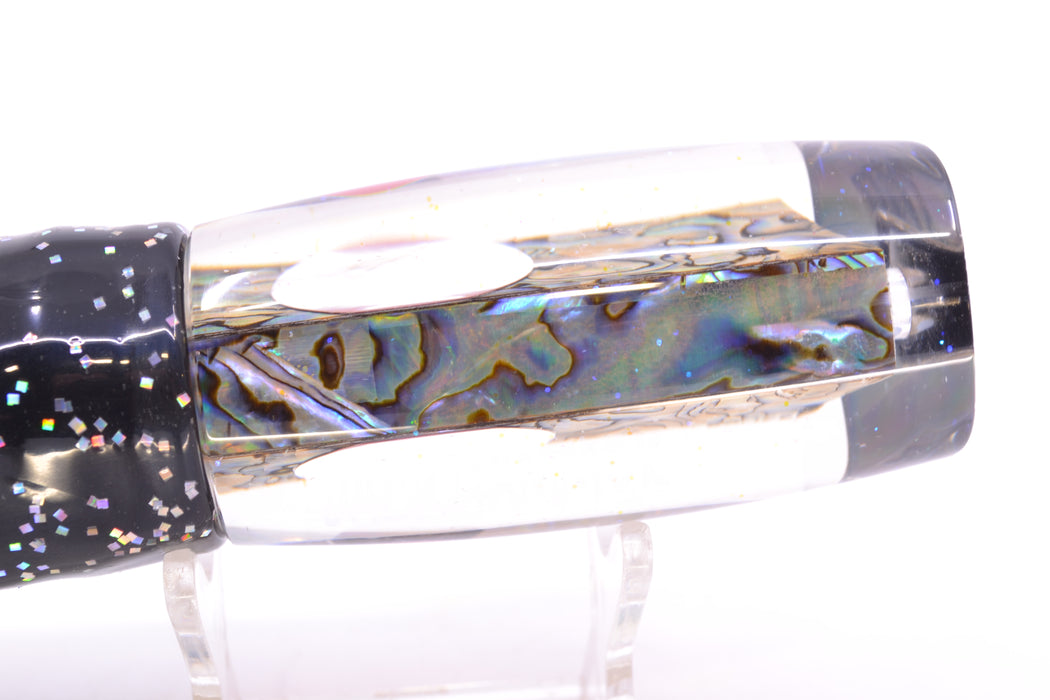 Bonze Lures Paua Shell Red Eyes Jackhammer 10" 8.5oz Skirted Black Aurora