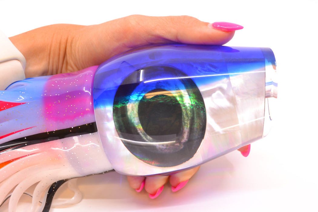 Moyes Lures White MOP Blue Back Taxi Eyes Sumo Teaser 27oz Skirted Gay Bob