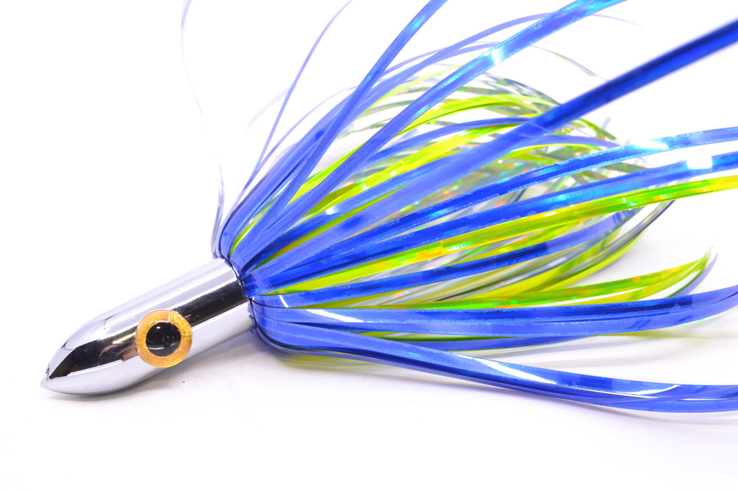 Iland Lures Blue-Chartreuse Mylar Hair Chrome Head "Hawaiian Eye" Ilander 8.5" 2.5oz IL400M-BL/CH