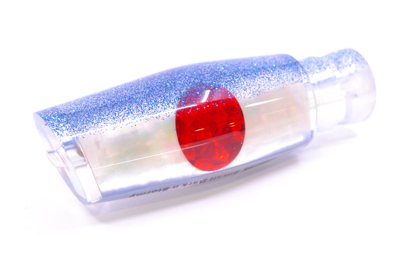 Moyes Lures White MOP Blue Glitter Back Red Eyes Small Dark-N-Stormy 9" 2.6oz