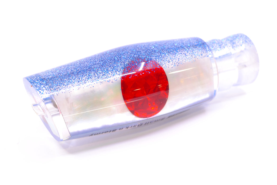 Moyes Lures White MOP Blue Glitter Back Red Eyes Small Dark-N-Stormy 9" 2.6oz