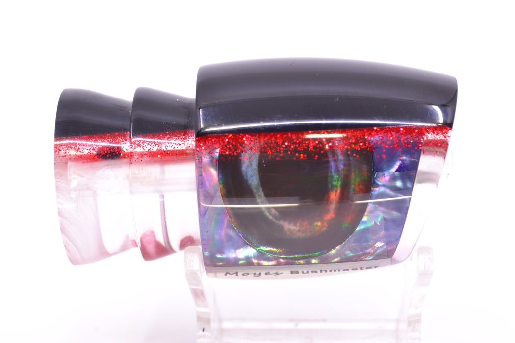 Moyes Lures Rainbow MOP Black-Red Back Taxi Eyes Bushmaster 12" 5.5oz