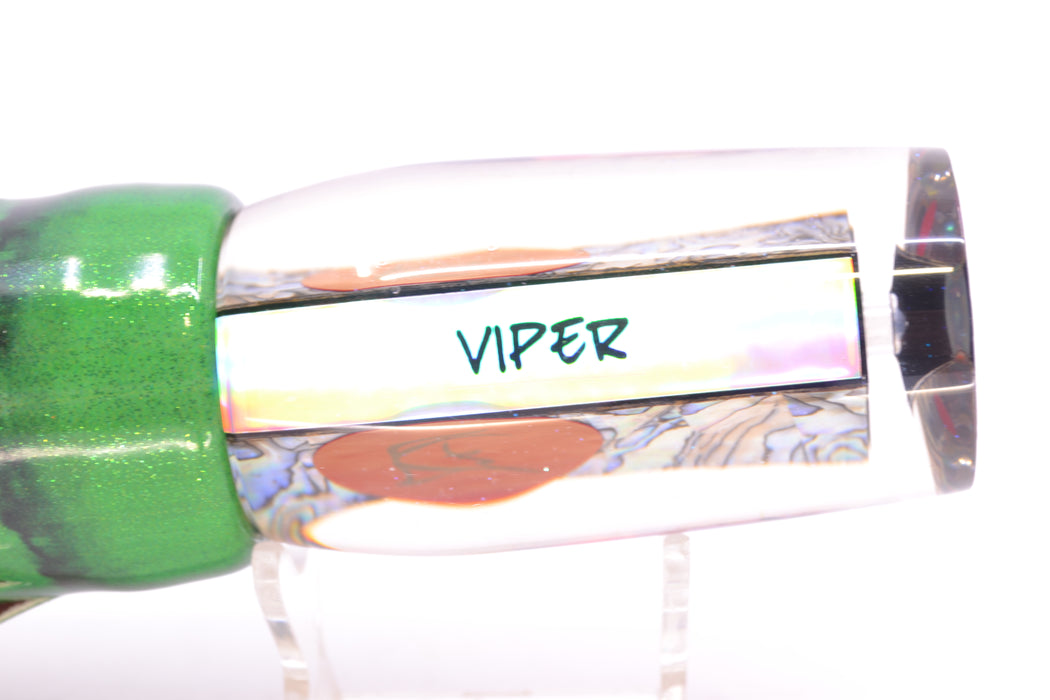 Bonze Lures Paua Shell Red Eyes Viper 12" 8oz FT Vinyl Green Tiger
