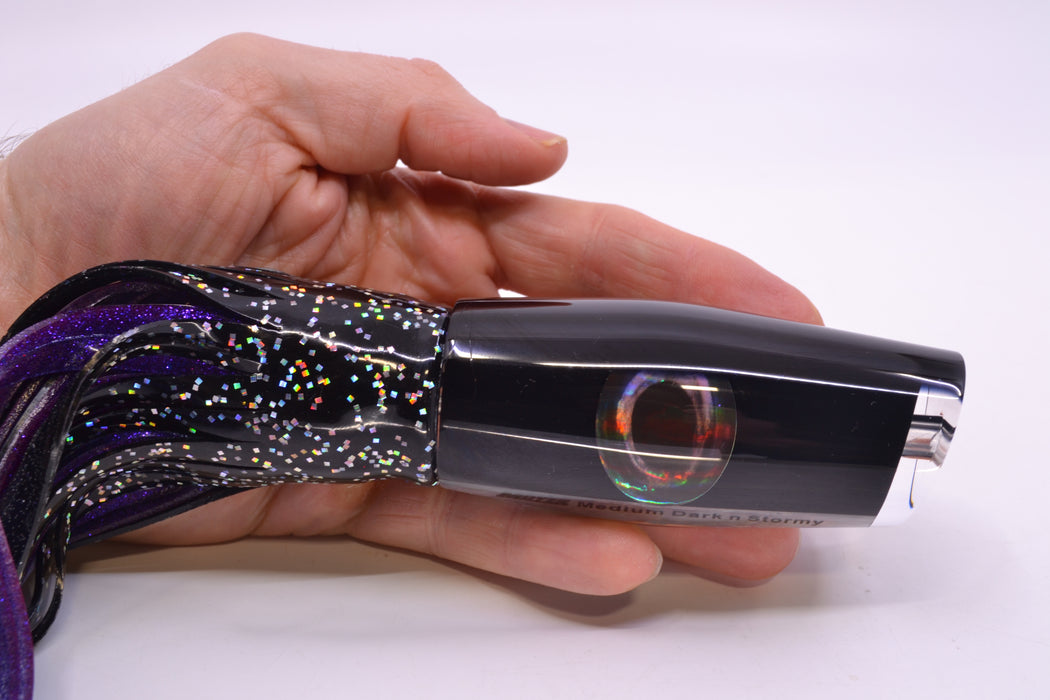 Moyes Lures Black Pearl Black Back Medium Dark-N-Stormy 12" 8.5oz Skirted Black/Purple