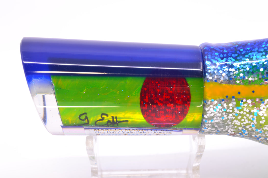 Marlin Magic Lures Green MOP Blue Back Red Eyes Reverse Taper Large Tube 12" 9oz Skirted GZE