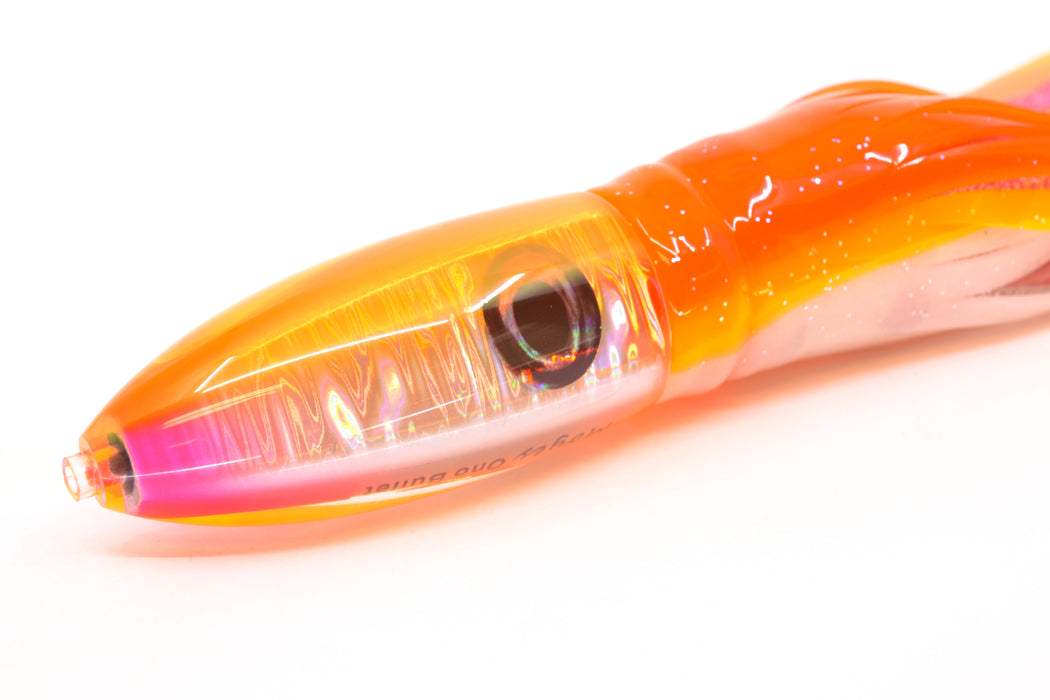 Moyes Lures Silver Aurora Orange Back Keeled Medium Ono Bullet 9" 8.7oz Skirted