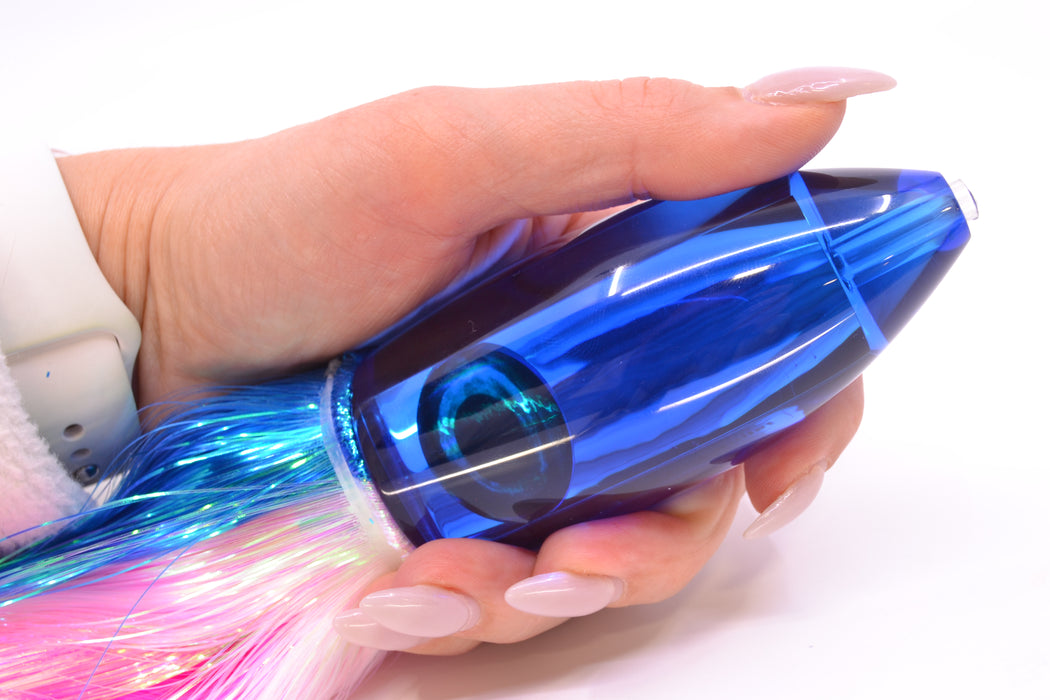 Moyes Lures Blue Mirrored Large Ono Bullet 14" 12oz Strobez Blue-White/Pink