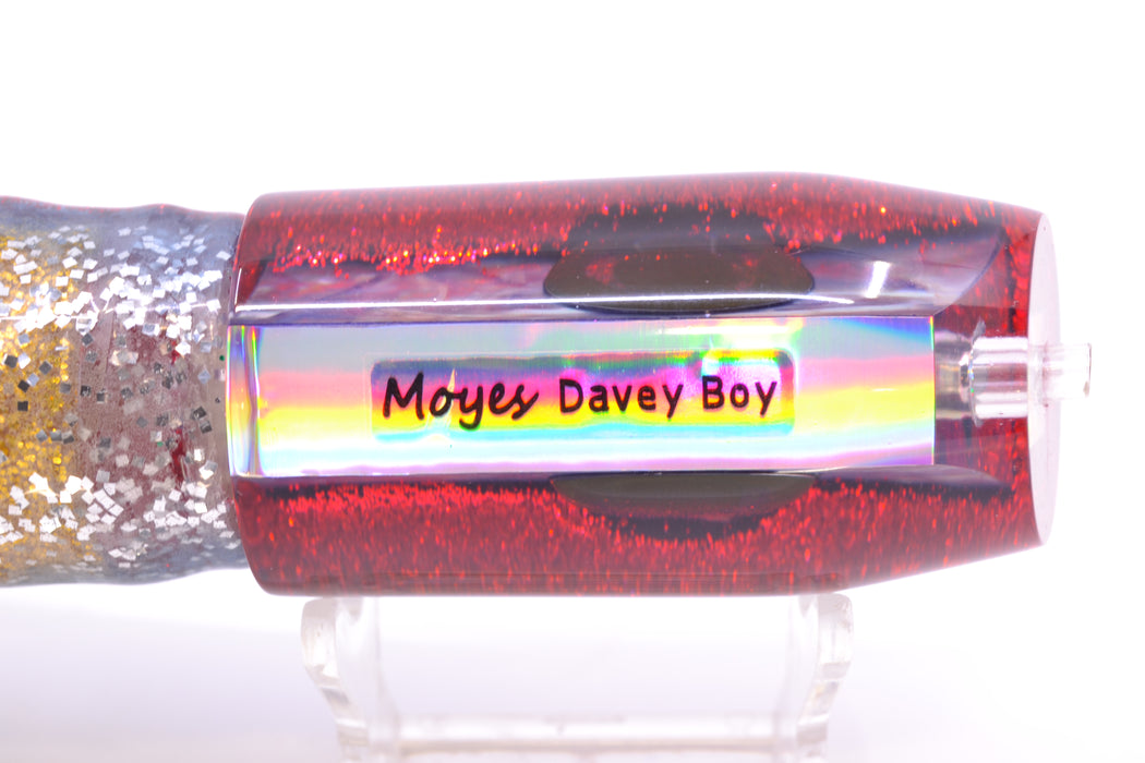 Moyes Lures Rainbow MOP Black-Red Back Taxi Eyes Davey Boy 12" 8oz Skirted Evil