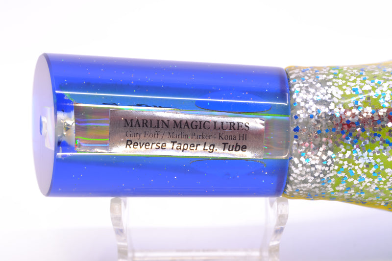 Marlin Magic Lures Green MOP Blue Back Red Eyes Reverse Taper Large Tube 12" 9oz Skirted