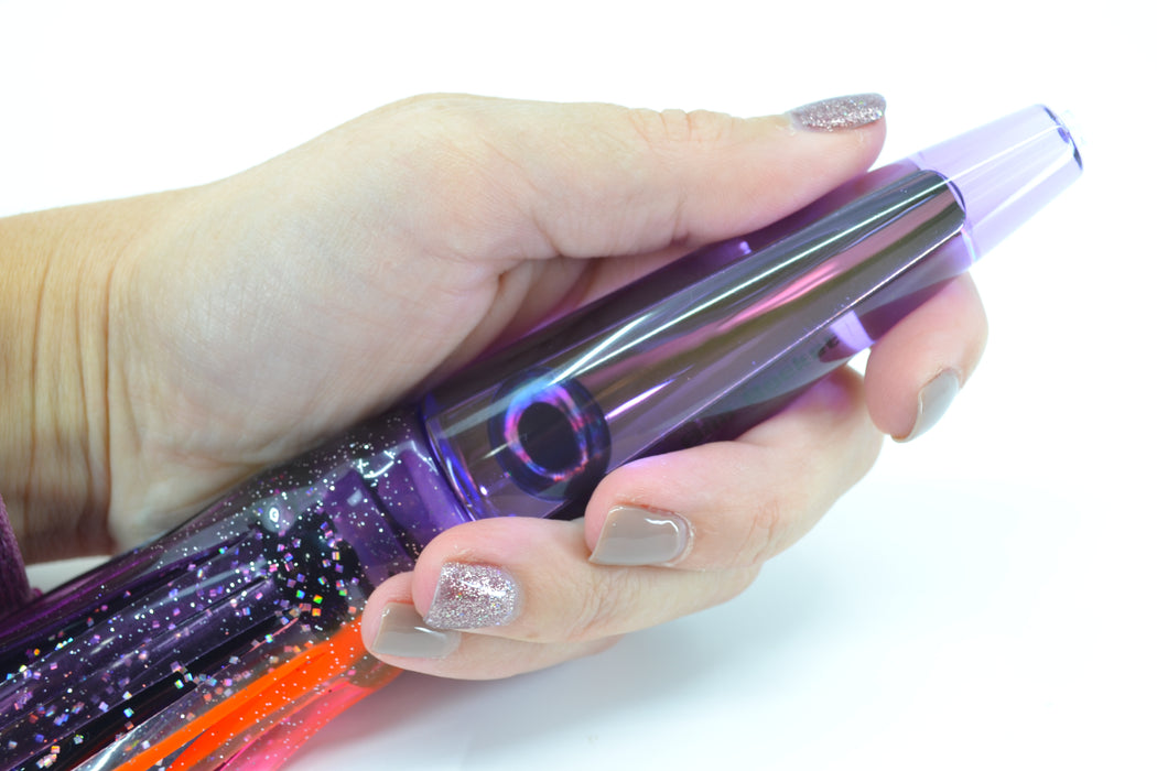 Moyes Lures Purple Mirrored Ono Rocket 9" 8oz Skirted Purple-Pink-Black