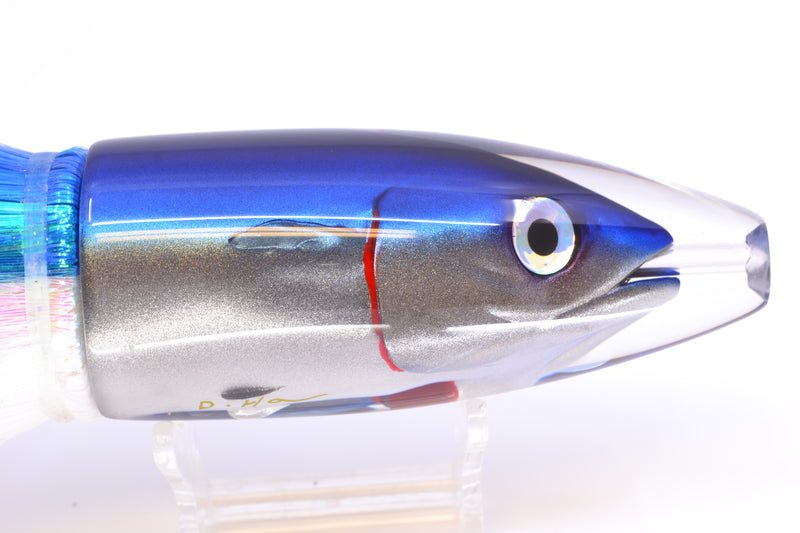 JB Signature Lures Blue-Silver Fish Head Large Barrel Bomb 12" 9.5oz Strobez Blue-White