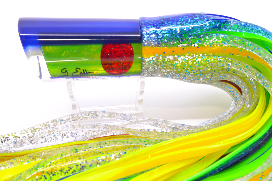 Marlin Magic Lures Green MOP Blue Back Red Eyes Reverse Taper Large Tube 12" 9oz Skirted GZE