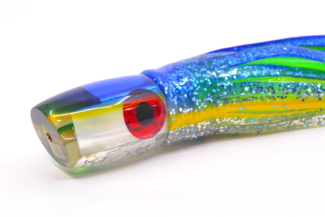 Coggin Lures White MOP Blue-Yellow Back Sugar Bear Slant 9" 4.7oz Skirted Blue-Silver