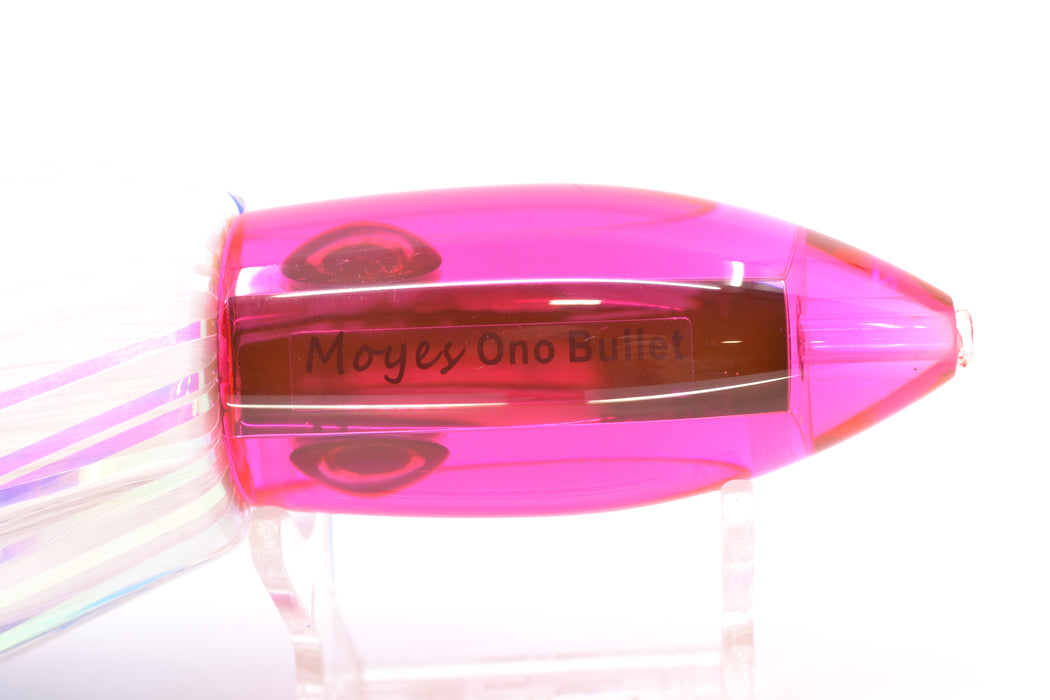 Moyes Lures Pink Mirrored Medium Ono Bullet 9" 5.5oz Skirted Royal Blue-White Hair