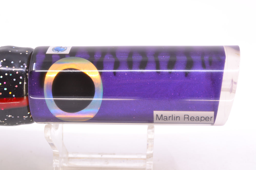 Azores Lures Purple Mackerel Black-Rainbow Eyes Marlin Reaper 12" 10.4oz Skirted Black