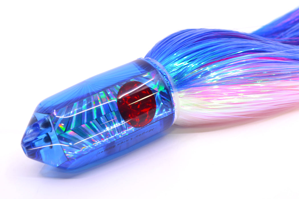 Moyes Lures Blue Rainbow Starburst Red Eyes 2-Hole Large Sniper Jet 12" 12oz EZ Flash