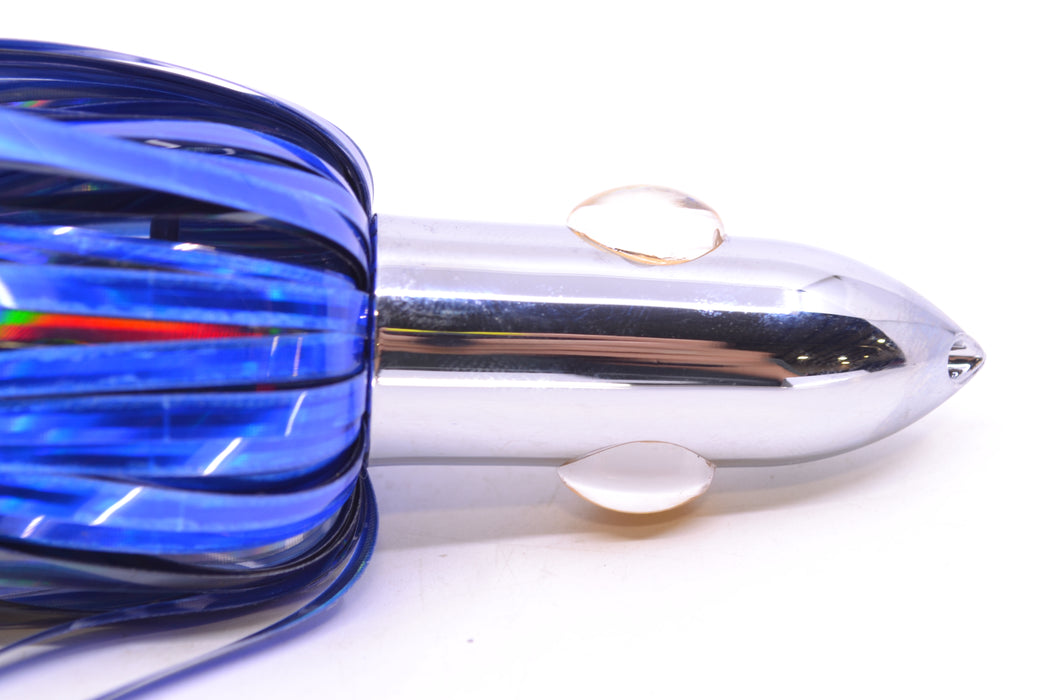 Iland Lures Blue-Black Mylar Hair Chrome Head "Hawaiian Eye" Ilander 8.5" 2.5oz IL400M-BK/BL