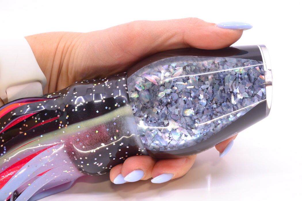 Moyes Lures S&P Black Pearl XL Sumo 16" 20.5oz Skirted Black-Black & Gray Bars/Pink