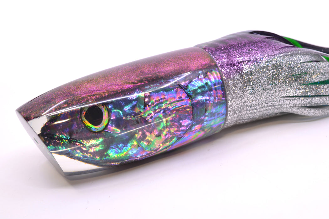 Ali'i Kai Lures Purple-Blue Shell Purple Chameleon Back Fish Head XL Plunger 16" 20oz Skirted