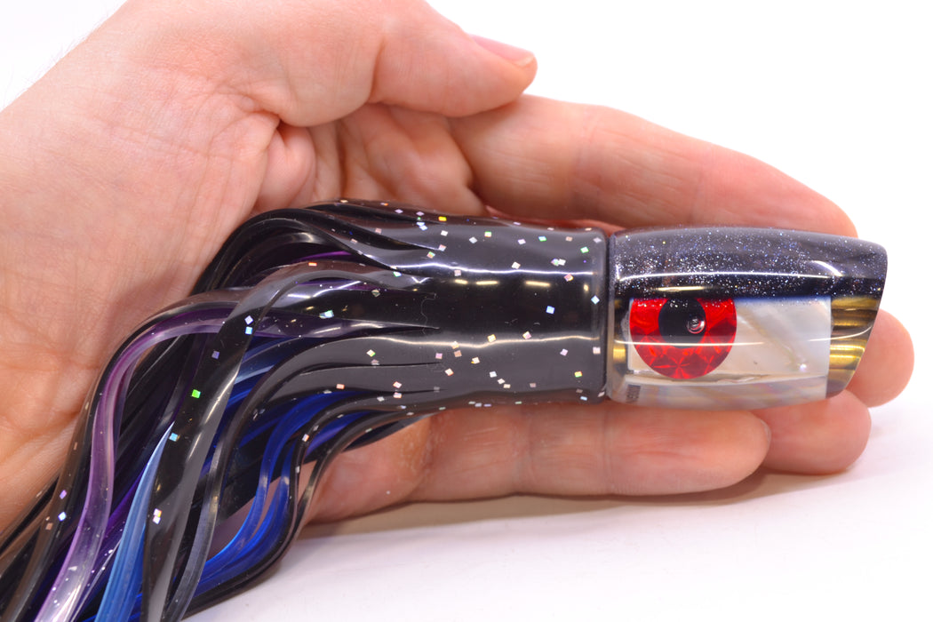 Coggin Lures White MOP Black Back Jetted Sugar Bear Slant 9" 4.7oz Skirted Black