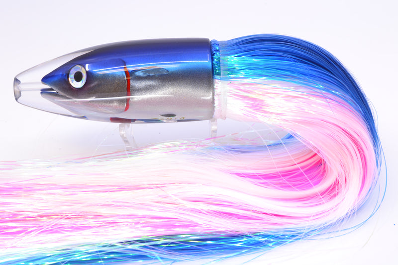 JB Signature Lures Blue-Silver Fish Head Large Barrel Bomb 12" 9.5oz Strobez Blue-White