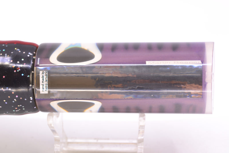 Azores Lures Purple Mackerel Black-Rainbow Eyes Marlin Reaper 12" 10.4oz Skirted Black