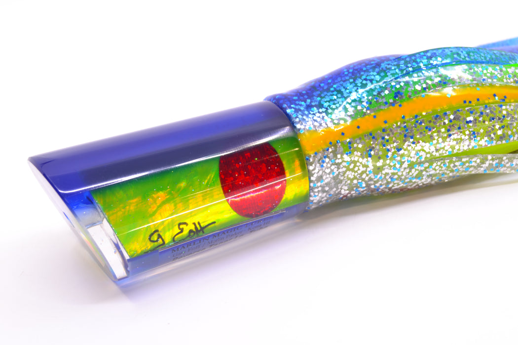 Marlin Magic Lures Green MOP Blue Back Red Eyes Reverse Taper Large Tube 12" 9oz Skirted GZE