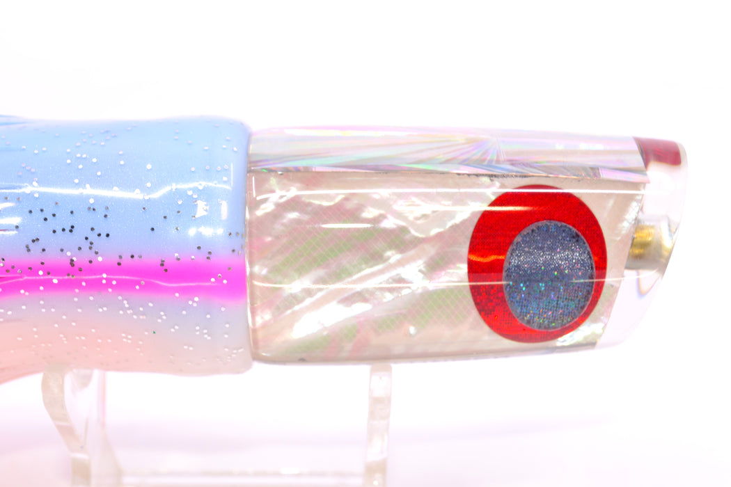 Koya Lures White Angel Wing MOP JP Small Lunger 10" 6oz Skirted Pink Salmon GZE