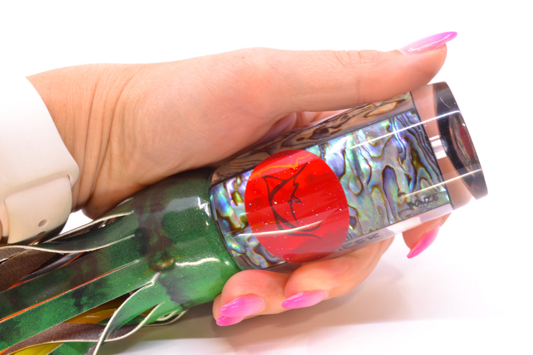 Bonze Lures Paua Shell Red Eyes Viper 12" 8oz FT Vinyl Green Tiger