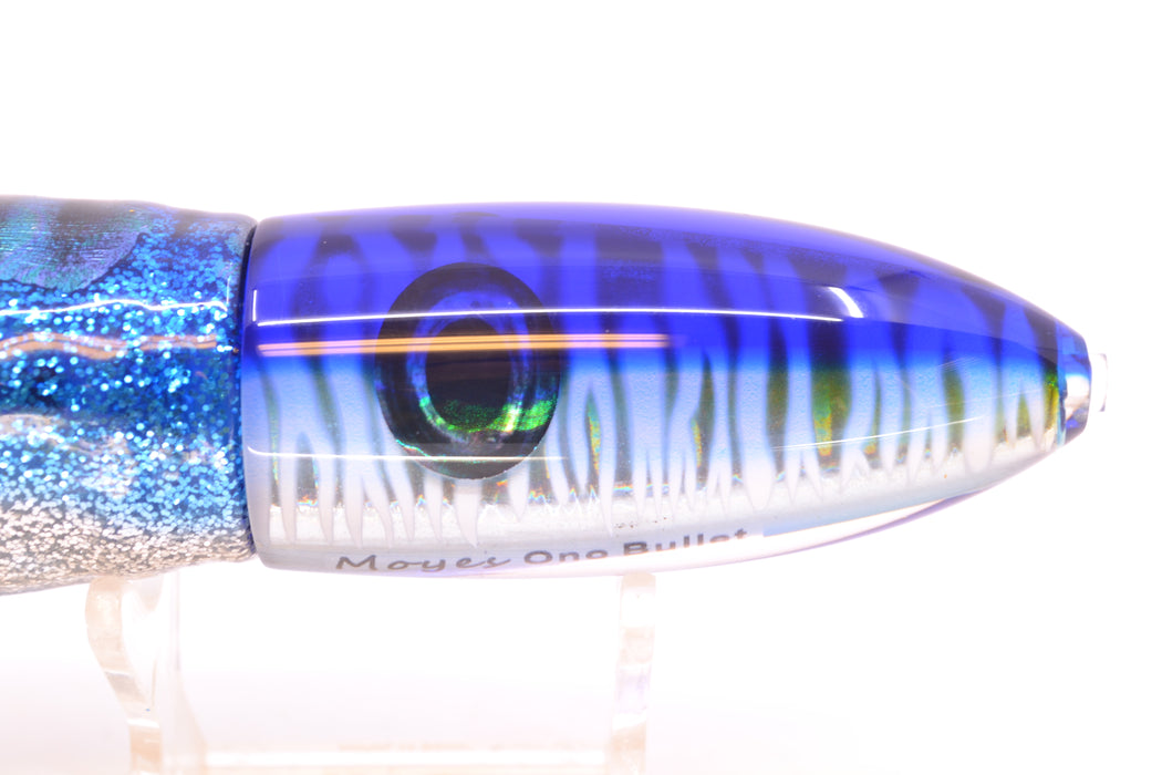 Moyes Lures Blue Mackerel Keeled Medium Ono Bullet 9" 8.7oz Skirted Blue Aurora