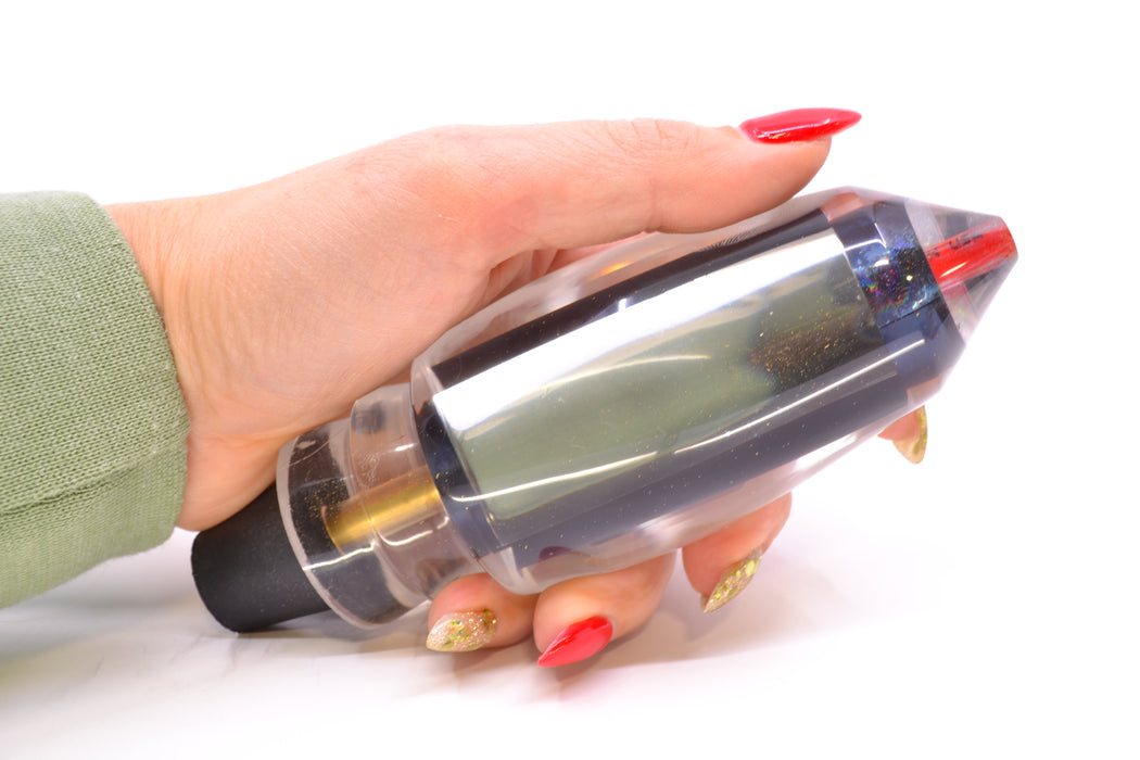 Aloha Lures Clear Mirrored Black Aurora Large Deep Six 12" 9.2oz