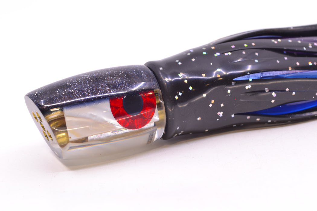 Coggin Lures White MOP Black Back Jetted Sugar Bear Slant 9" 4.7oz Skirted Black