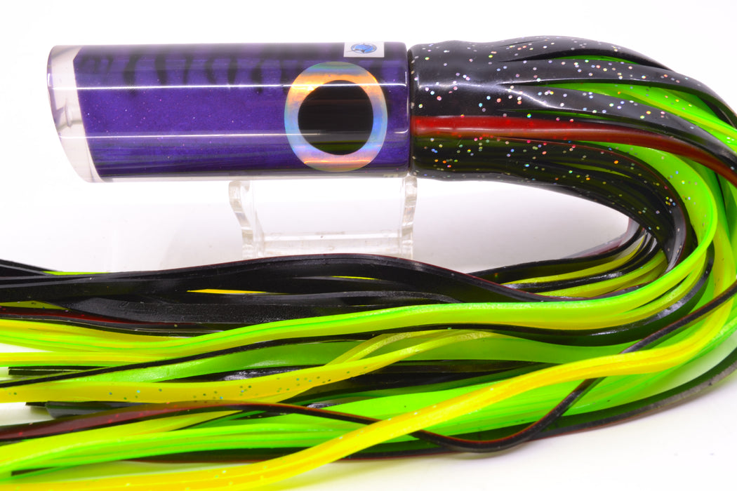 Azores Lures Purple Mackerel Black-Rainbow Eyes Marlin Reaper 12" 10.4oz Skirted Black
