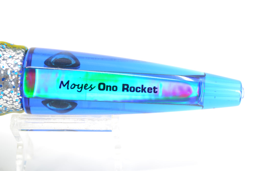 Moyes Lures Blue Mirrored Ono Rocket 9" 8oz Skirted Blue-Silver-Chartreuse