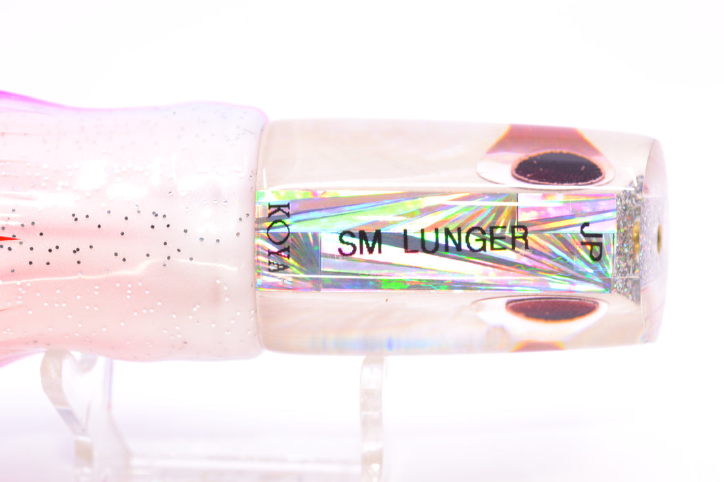 Koya Lures White Angel Wing MOP JP Small Lunger 10" 6oz Skirted Pink Salmon GZE