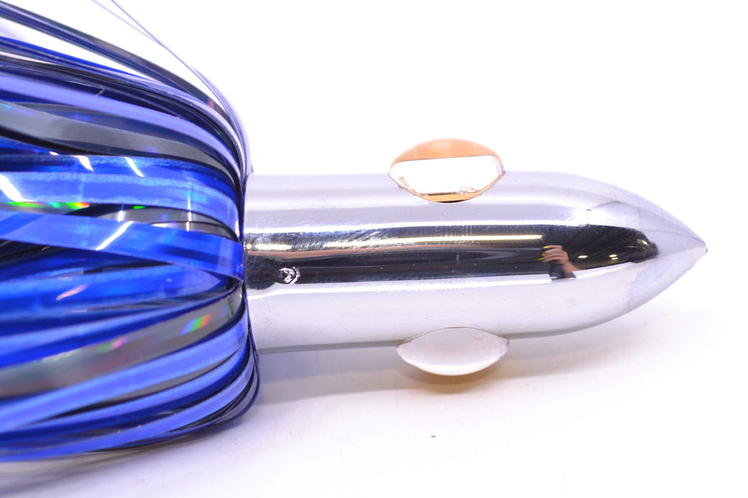 Iland Lures Blue-Black Mylar Hair Chrome Head "Hawaiian Eye" Ilander 8.5" 2.5oz IL400M-BK/BL