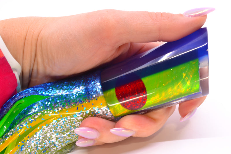 Marlin Magic Lures Green MOP Blue Back Red Eyes Reverse Taper Large Tube 12" 9oz Skirted