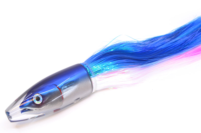 JB Signature Lures Blue-Silver Fish Head Large Barrel Bomb 12" 9.5oz Strobez Blue-White