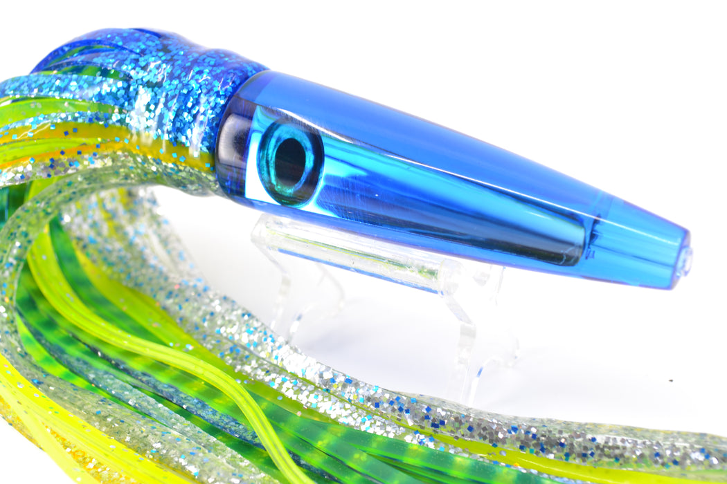 Moyes Lures Blue Mirrored Ono Rocket 9" 8oz Skirted Blue-Silver-Chartreuse